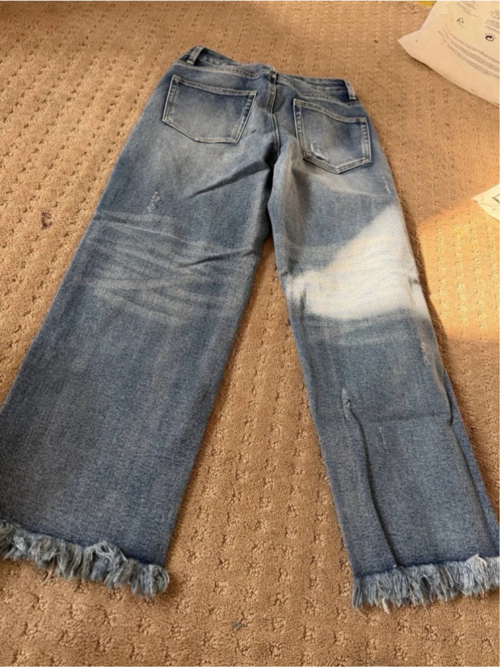 Flamingals Straight Leg Crop Jeans for Women Mid Rise Raw Hem Jeans XS